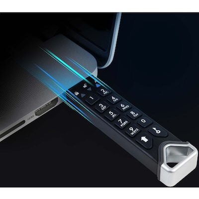 iStorage datAshur PRO2 16GB USB 3.2 Gen 1 Type-A Encrypted Flash Drive, Black (IS-FL-DP2-256-16)