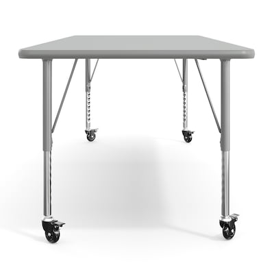 Flash Furniture Wren Rectangular Activity Table, 72" x 30", Height Adjustable, Gray Top/Silver Frame (XUA3072RECGTPC)