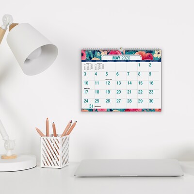 2026-2027 Excello Brands 8.5 x 11 Academic Monthly Wall Calendar, Teal Floral (NAY27-8511WC-17)