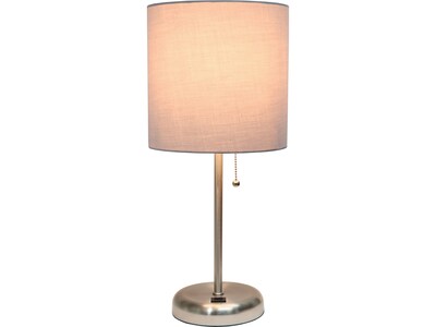 Creekwood Home Oslo LED Table Lamp, Brushed Steel/Gray (CWT-2012-GY)