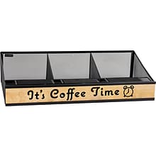 Mind Reader Network Collection 3-Compartment Wire Mesh Coffee Station, Black/Light Wood (COFFEETIME-