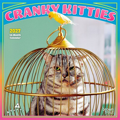 2027 BrownTrout Avanti Cranky Kitties 7 x 7 Monthly Wall Calendar, Assorted Colors (9798330712922)