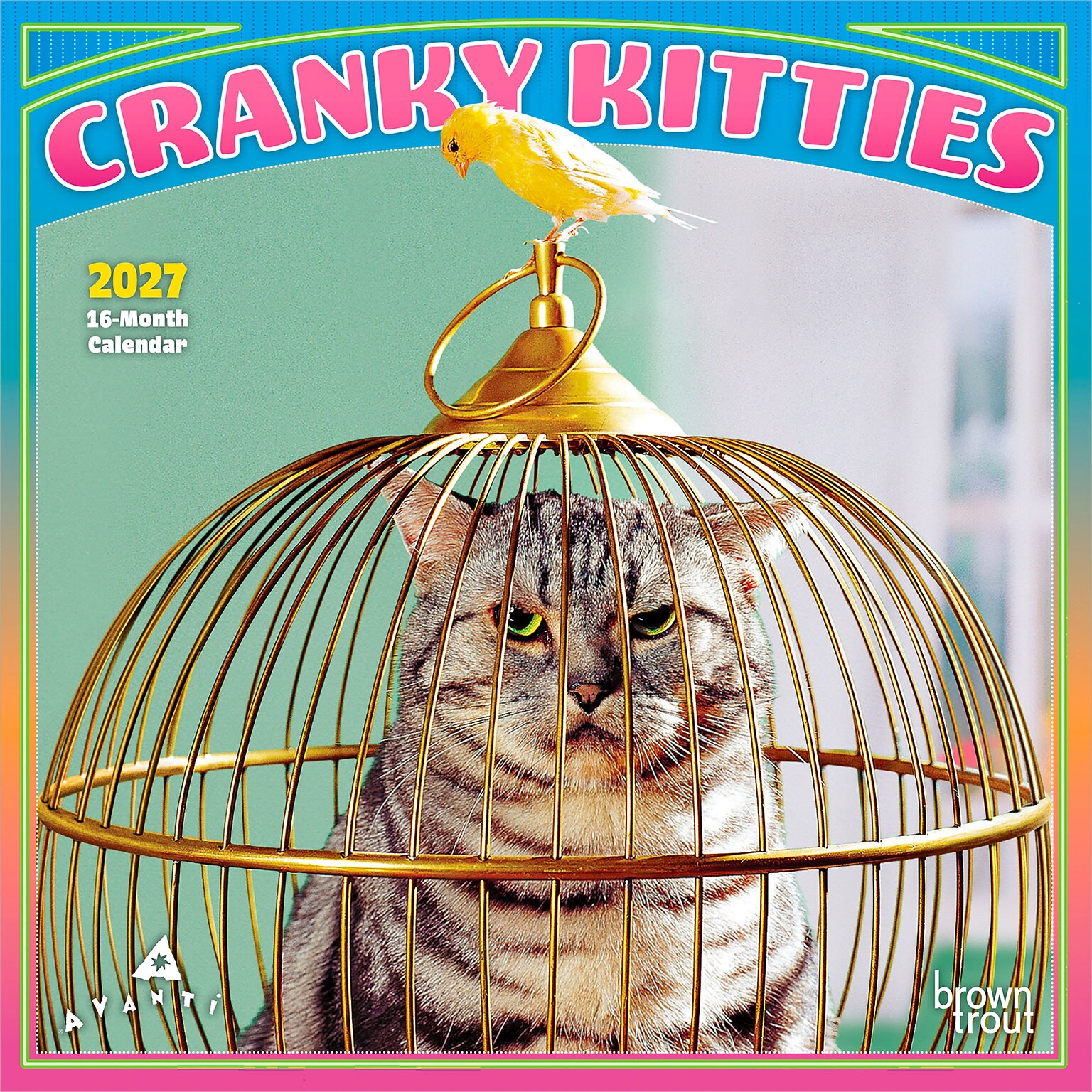 2027 BrownTrout Avanti Cranky Kitties 7 x 7 Monthly Wall Calendar, Assorted Colors (9798330712922)