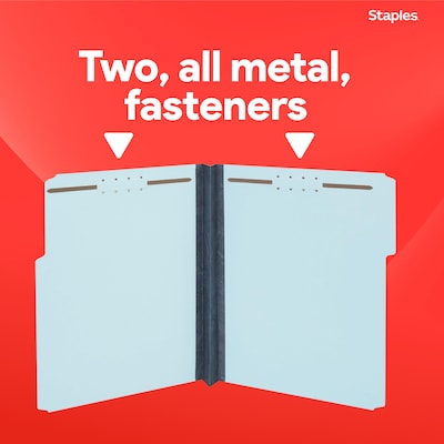 Staples® 60% Recycled Pressboard Classification Folder, 2" Expansion, Letter Size, Light Blue, 25/Box (ST384868/384868)