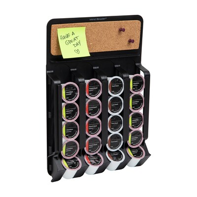 Mind Reader Plastic Wall Mount Coffee Pod Storage Organizer and Memo Board, 20 Pod Capacity, Black (WMNT-BLK)