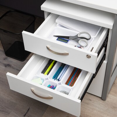 Mind Reader 8-Piece Plastic Drawer Organizer, White (8INTBOX-WHT)