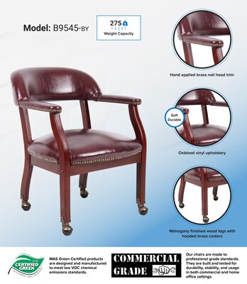 Boss Office Products Captains Vinyl Guest Chair, Burgundy (B9545-BY)