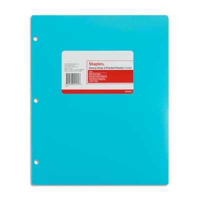 Staples® 3-Hole Punched 2-Pocket Portfolio, Teal (52807)