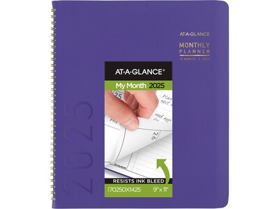 2025 AT-A-GLANCE Contemporary 9 x 11 Monthly Planner, Faux Leather Cover, Purple (70-250X-14-25)