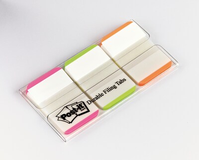 Post-it® Durable Tabs, 1" Wide, Lined, Assorted Colors, 66 Tabs/Pack (686L-PGO)