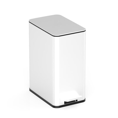 NineStars Stainless Steel Indoor Step-On Trash Can, 2.6 Gallons, White (XZD-10-88WH)
