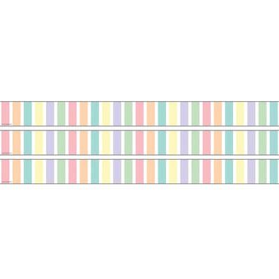 Teacher Created Resources Pastel Pop Stripes Straight Rolled Border Trim, 3 x 50, 3/Bundle (TCR915