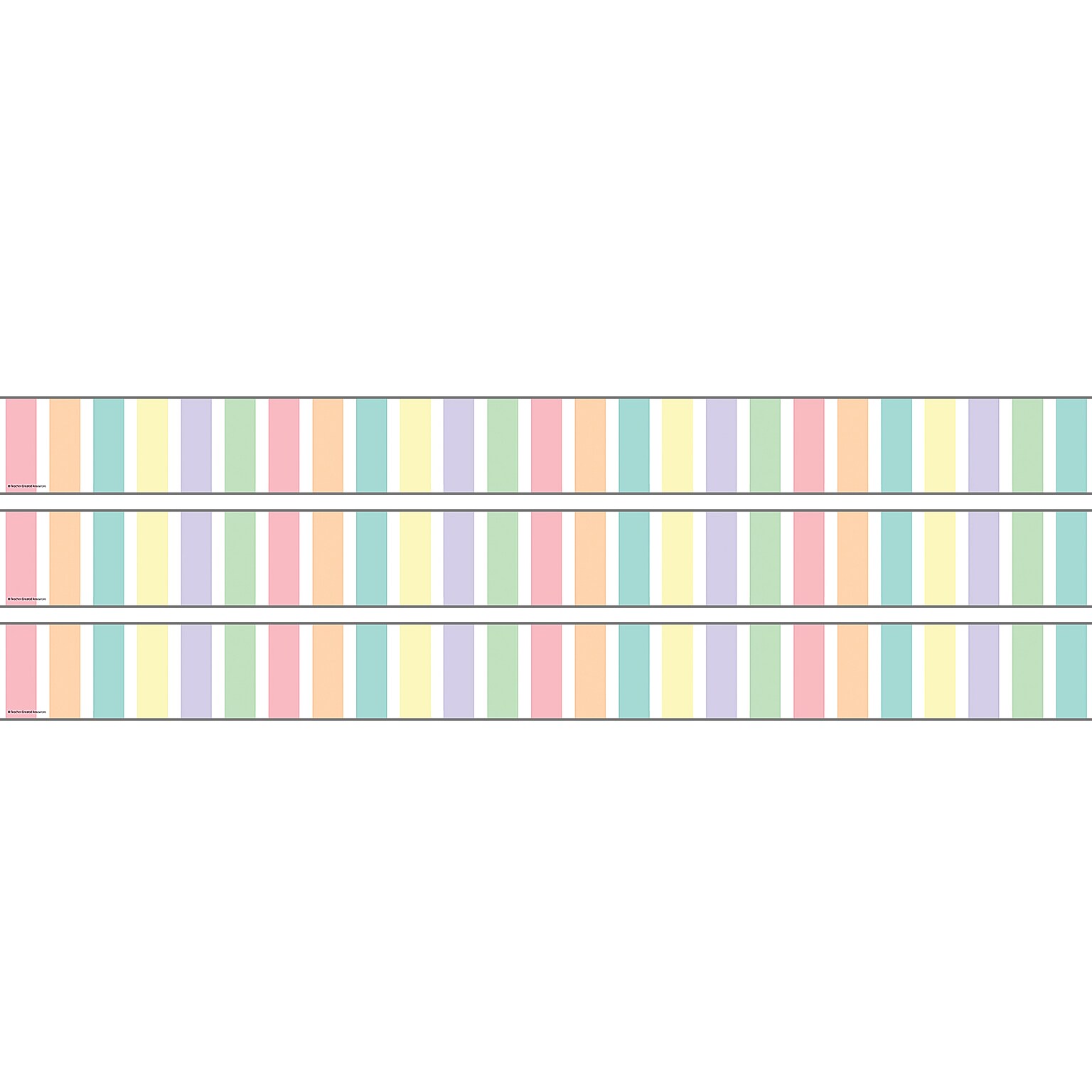 Teacher Created Resources Pastel Pop Stripes Straight Rolled Border Trim, 3 x 50, 3/Bundle (TCR9156-3)