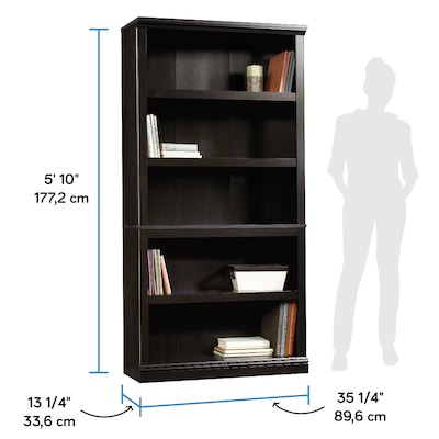 Sauder Select 70"H 5-Shelf Bookcase, Estate Black (414235)