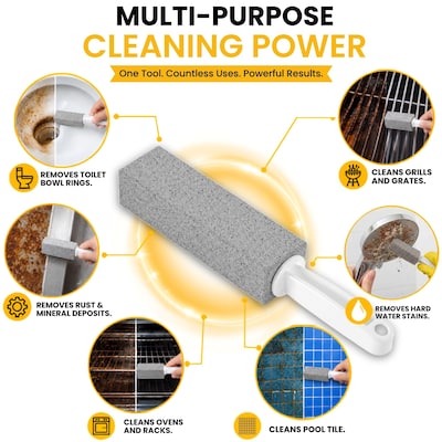 Gritt Commercial Pumice Stone with Handle, Gray, 6/Pack (GRI186-H-6PK)