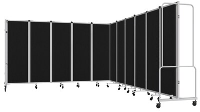 National Public Seating Robo Series 11-Panel Folding Mobile Room Divider, 72"H x 256"W, Black Fabric (RDG6-11PT10)
