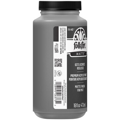 FolkArt Acrylic Paint Matte, 16oz., Licorice, 2/Pack (FLK6373-2)