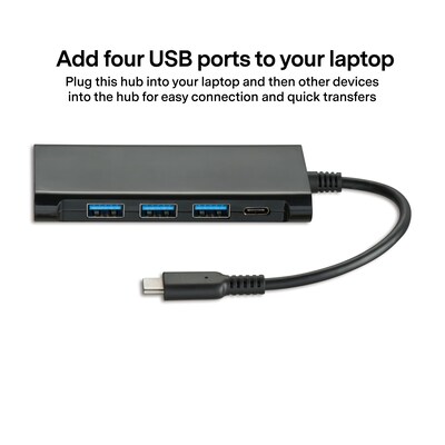 NXT Technologies 4-Port USB-C Hub, Black (NX60398)