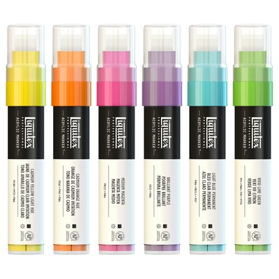 Liquitex Professional Acrylic Paint Marker, Wide Tip 15 mm, Vibrant Colors, 6/Pack (LIQ3699246)