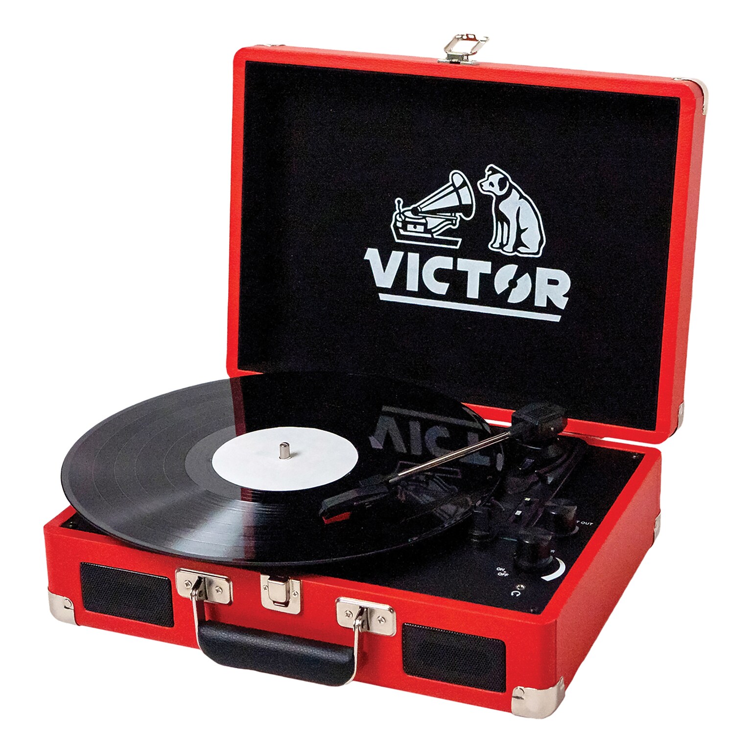 Victor Metro Dual-Bluetooth Belt-Drive Suitcase Turntable, Red (VSRP-800-RD)