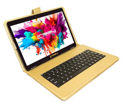 Linsay Octa Core 10.1 Tablet, 4GB RAM, 128GB Storage, Android 13, Bundled with Golden Keyboard and
