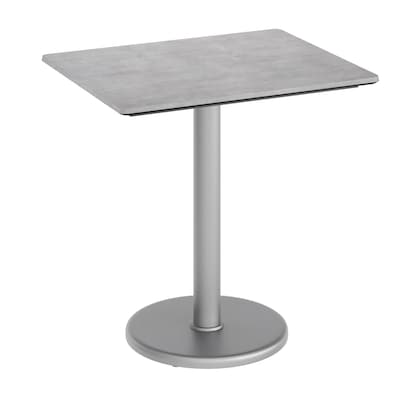 Flash Furniture Acadia Wooden Dining Table with Round Base, 23.75D x 29.75W, Gray Faux Concrete/Silver Base (ST2430CGTR18S)