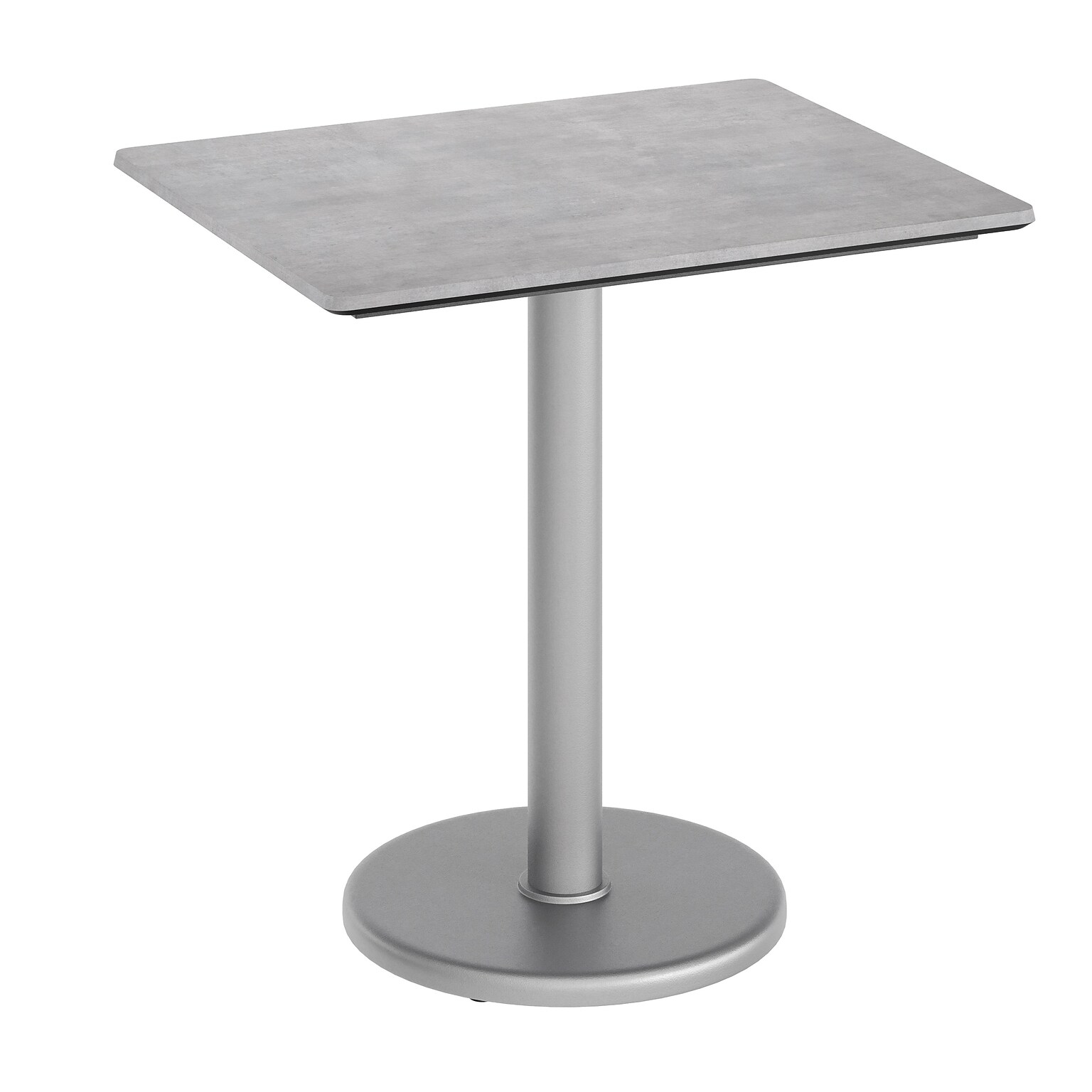 Flash Furniture Acadia Wooden Dining Table with Round Base, 23.75D x 29.75W, Gray Faux Concrete/Silver Base (ST2430CGTR18S)