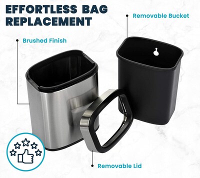 Alpine Industries Stainless Steel Trash Can with Liner, 5.3 Gallon (ALP470-20L)