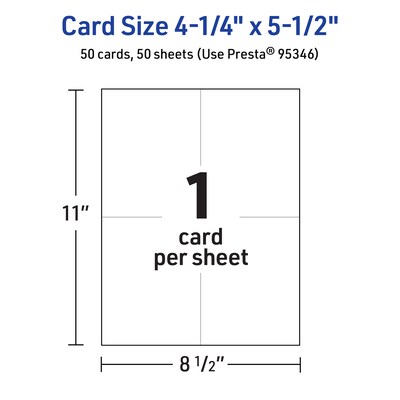 Avery Integrated Cards, 4.25" x 5.5", Glossy White, 50/Box (95346)