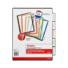 Staples® Better Print & Apply Label Plastic Dividers, 5-Tab, Assorted Colors (23279-CC)