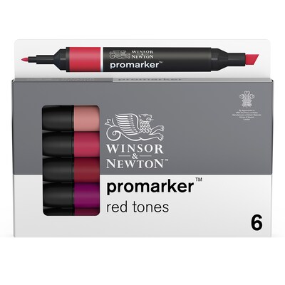Winsor & Newton Promarker Dual-Tip Alcohol Based Marker, Red Tones, 6/Pack (WNX0290159)