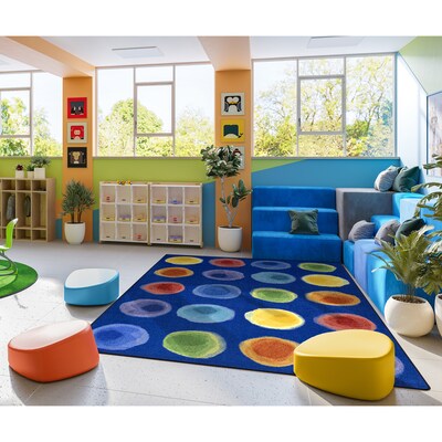 Joy Carpets Watercolor Spots Nylon 5'4" x 7'8" Machine Tufted Rug, Rainbow (2143C-01)