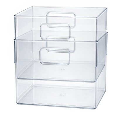 Azar Small Plastic Storage Bin with Handles, 5.12" x 7.75"x 6.25", Clear, 4/Pack (556742-4PK)