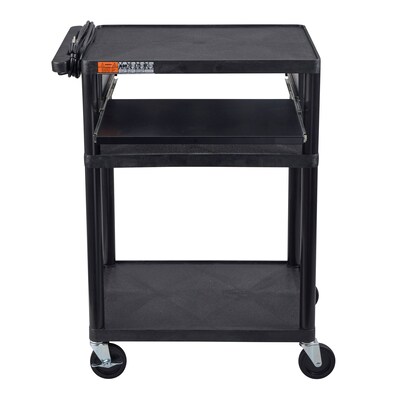 Luxor ENDURA AV 3-Shelf Media Utility Cart with Keyboard Tray and Electric Power, Black (LP34LE-B)