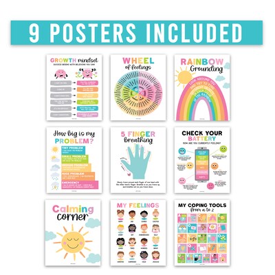 Hadley Designs 11 x 14 Colorful Calming Corner and Feelings Chart Posters, 9/Set (HDDX004ACWTG3)
