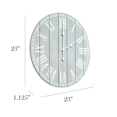 Elegant Designs Wood Plank 23 Large Rustic Coastal Wall Clock, Light Blue Wash (HG2003-LBW)