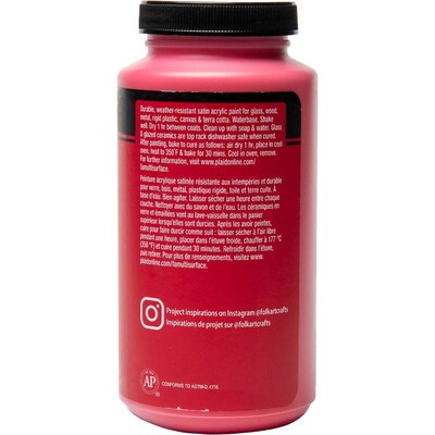 FolkArt Acrylic Paint Multi-Surface Satin, 16oz., Apple Red, 2/Pack (FLK6375-2)