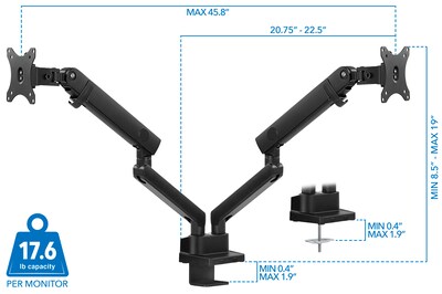 Mount-lt! Adjustable Monitor Mount, Up to 32", Black (MI-2672)