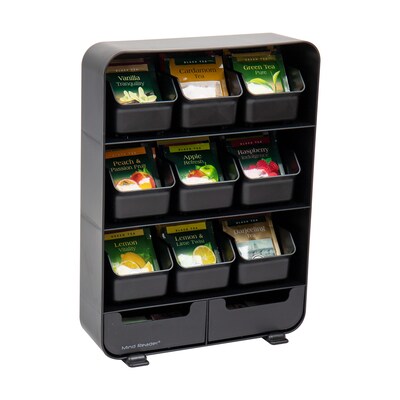 Mind Reader Plastic 11-Drawer Tea Bag Organizer, Black (TBORG-BLK)