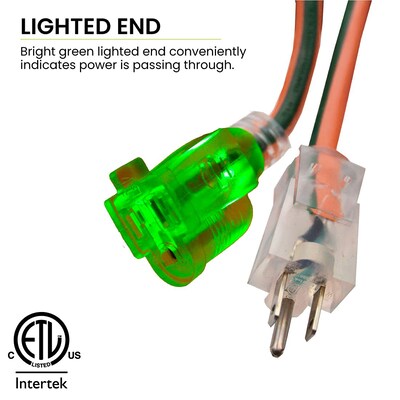 GoGreen Power 25' Indoor/Outdoor Extension Cord, 14 AWG, Orange (GG-13825)