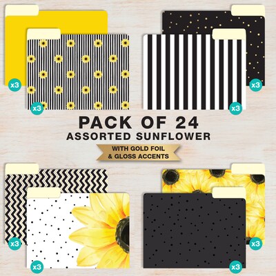 Global Printed Products Heavy Duty Interior File Folders, 1/3-Cut Tab, Letter Size, Paper Stock, Sun