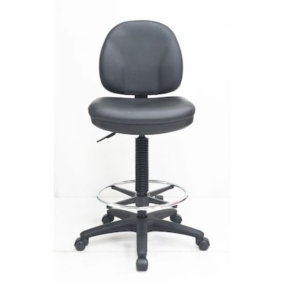 Lorell Millenia Series Vinyl Full Back Task Stool, Adjustable Height, Black (LLR80018)
