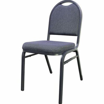 Lorell Round-Back Upholstered Stack Chairs, Blue, 4/Carton (LLR62514)