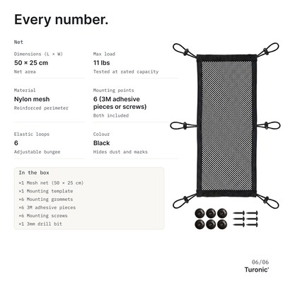 Turonic DM1 Cable Under Desk Net Organizer, Black (DM1)