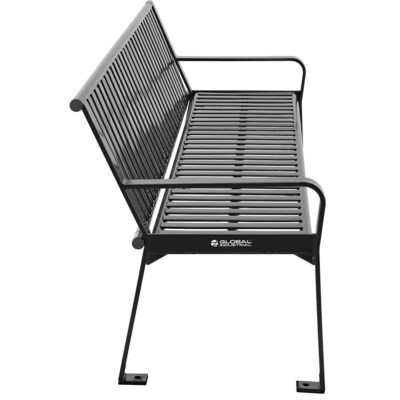 Global Industrial 6' Outdoor Bench with Back, Vertical Steel Slat, Black (694854BKKD)