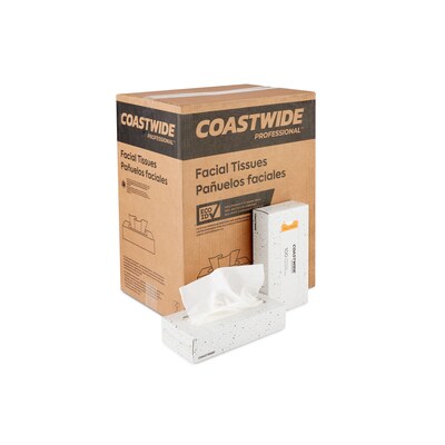 Coastwide Professional™ Facial Tissue, 2-Ply, 100 Sheets/Box, 30 Boxes/Carton (CW57777)