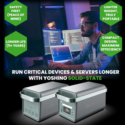 Yoshino B2000 SST 11-Port Solid-State Power Station 1326Wh, 2000W Output/3000W Peak Emergency UPS Ba