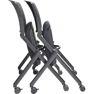 Lorell Upholstered Foldable Nesting Chairs, Black, 2/Carton (LLR41848)