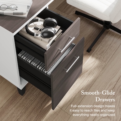 Bush Furniture Somerset 72"W 3 Position Sit to Stand L Shaped Desk, Storm Gray/White (SET014SGWH)