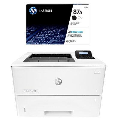 HP LaserJet Pro M501dn Black & White Print Only Laser Printer (J8H61A#BGJ) with 87A Standard Yield Toner Cartridge (CF287A)